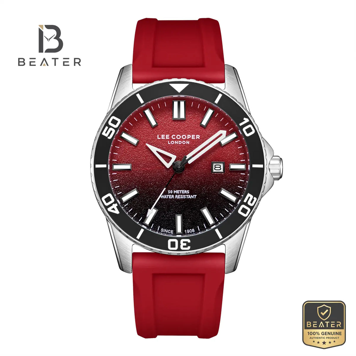 Lee Cooper LC08278.388 Men's Red Silicone Strap Watch - Beater