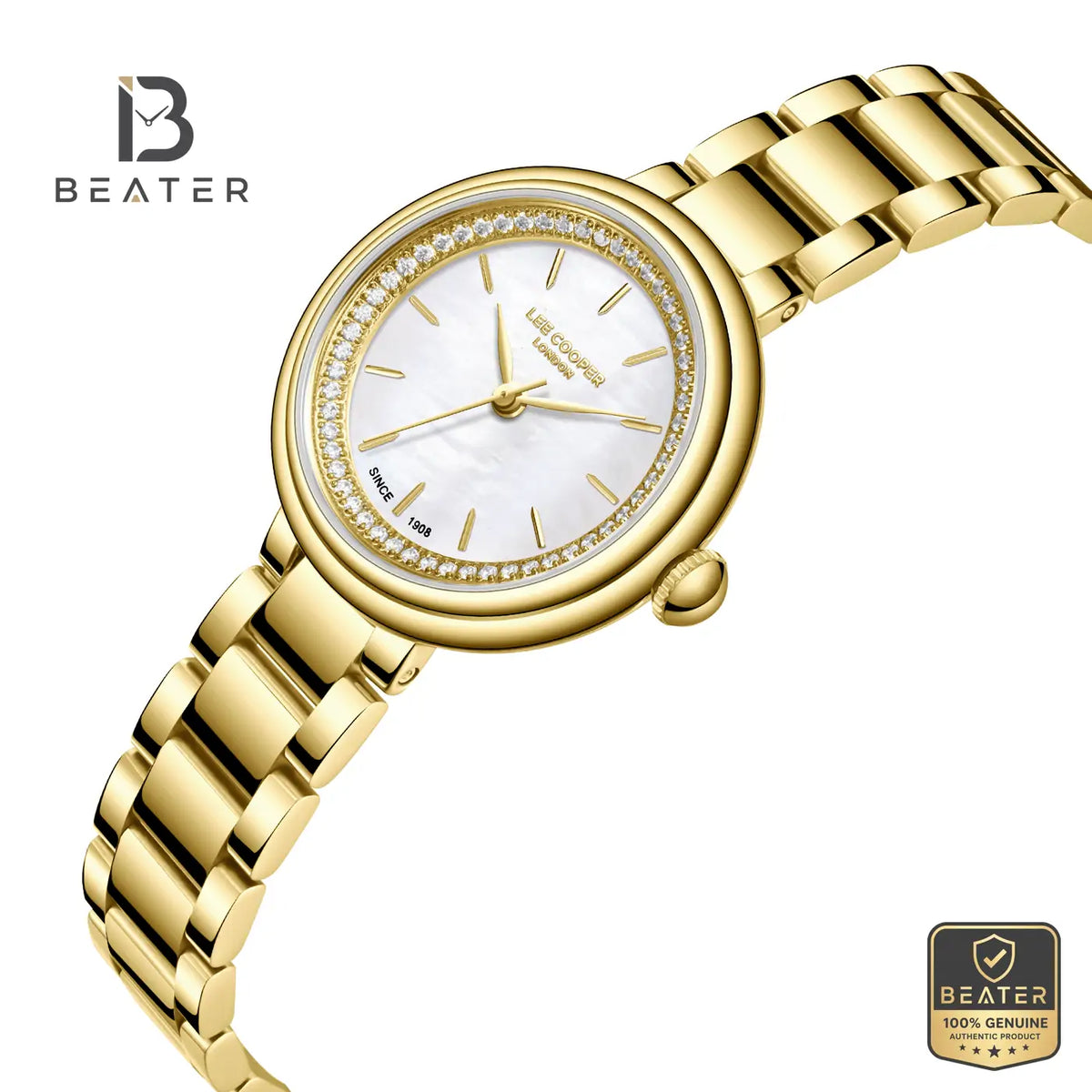 Lee Cooper LC08279.120 Women's White Mother of Pearl Gold Metal Bracelet Watch - View 2 - Beater