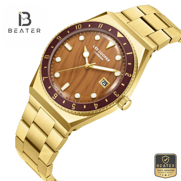Lee Cooper LC08284.140 Men's Gold Case & Dark Brown Dial Profile - Beater