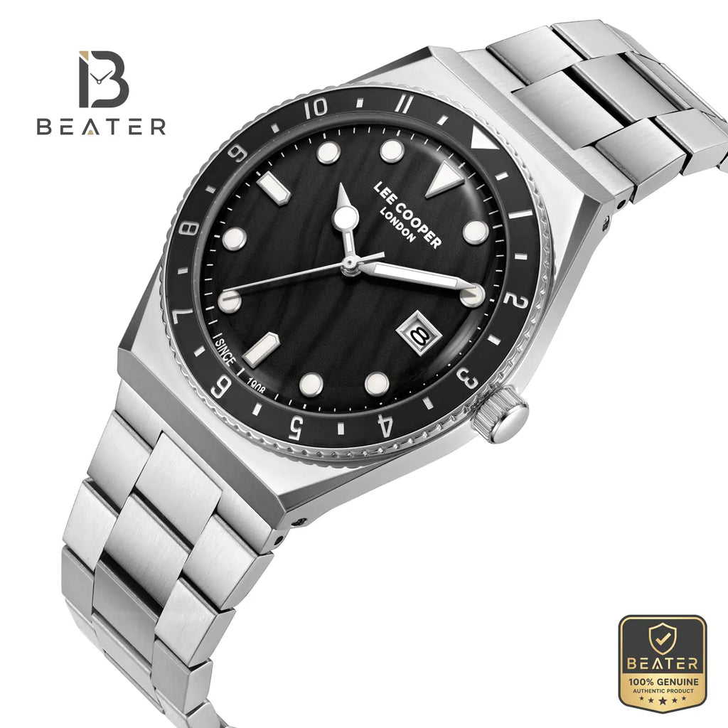 Lee Cooper LC08284.350 Men's Black Metal Strap Watch - View 2 - Beater