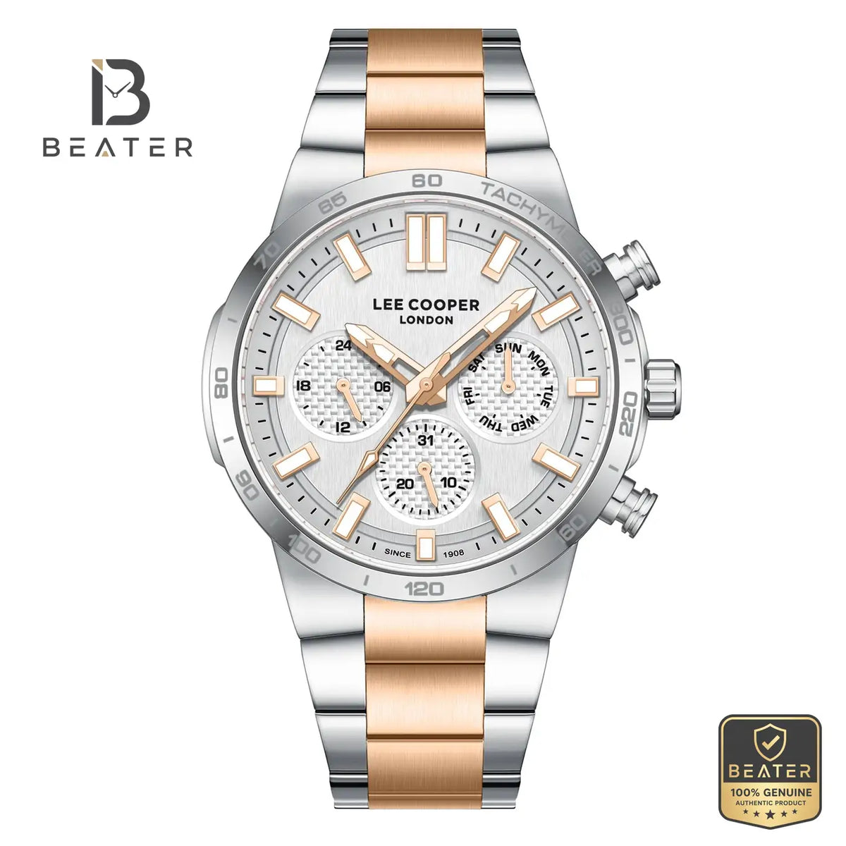 Lee Cooper LC08293.560 Men's Beige Metal Strap Watch - Beater Main image