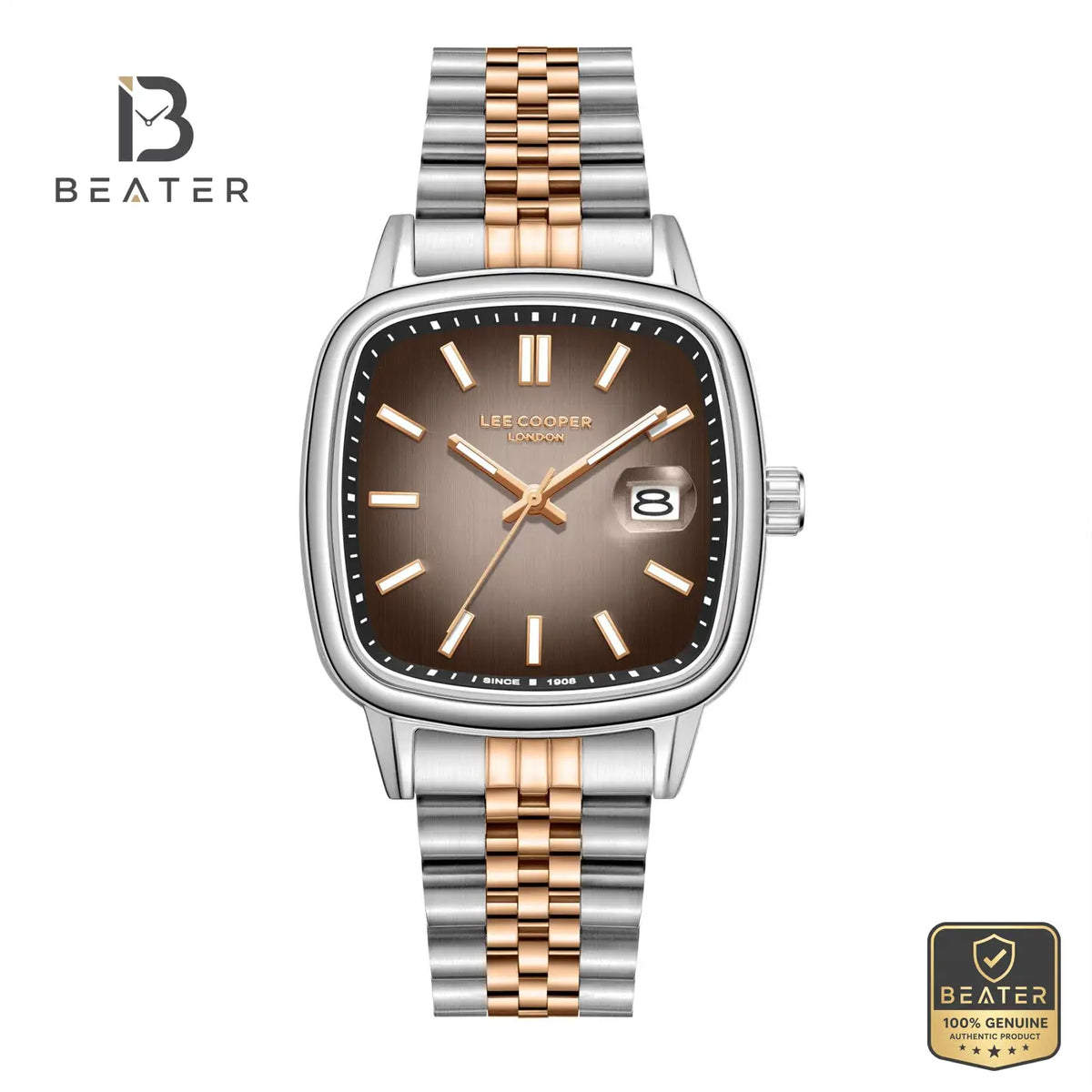 Lee Cooper LC08306.560 Men's Dark Brown Beige Metal Bracelet Watch - Beater Main image