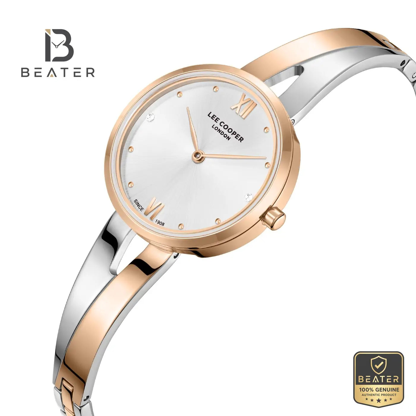 Lee Cooper LC08308.530 Women's Silver Rose Gold Metal Bracelet Watch Secondary image