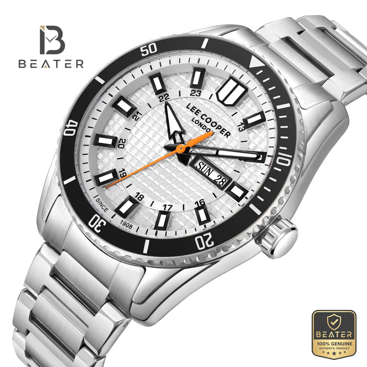 Lee Cooper LC08312.330 Men's Silver Silicone Strap Watch - View 2 - Beater