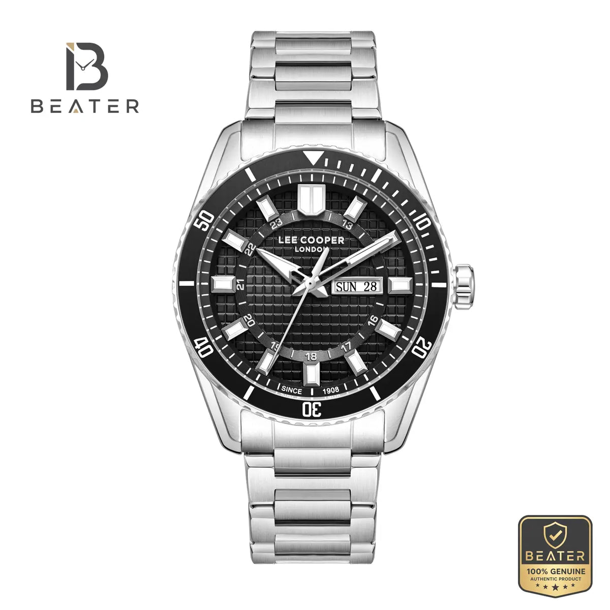 Lee Cooper LC08314.350 Men's Black Metal Bracelet Watch - Beater Main image