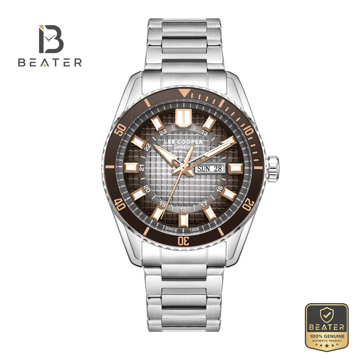 Lee Cooper LC08314.360 Men's Beige Metal Bracelet Watch - Beater