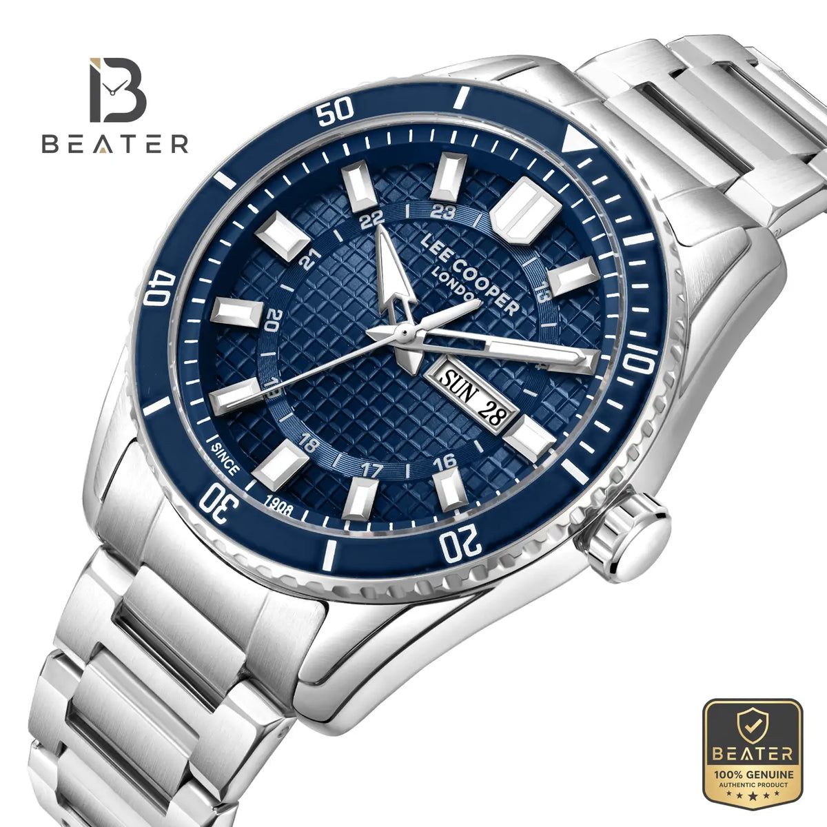 Lee Cooper LC08314.390 Men's Dark Blue Metal Bracelet Watch - View 2 - Beater