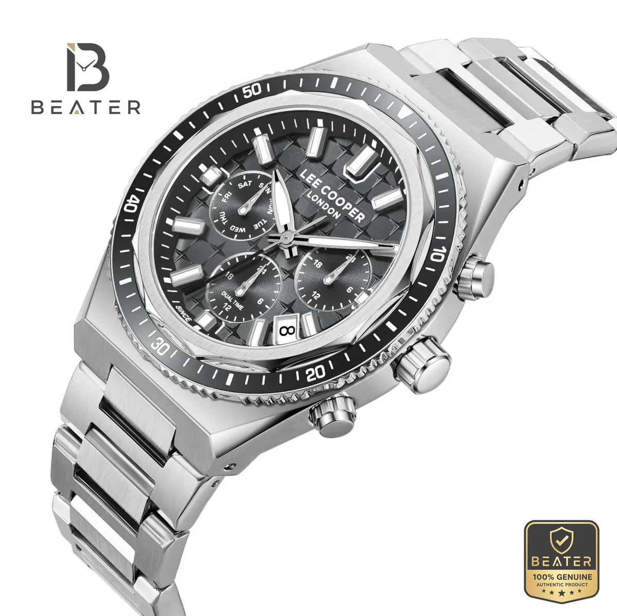 Lee Cooper LC08317.360 Men's Grey Metal Bracelet Watch - View 2 - Beater