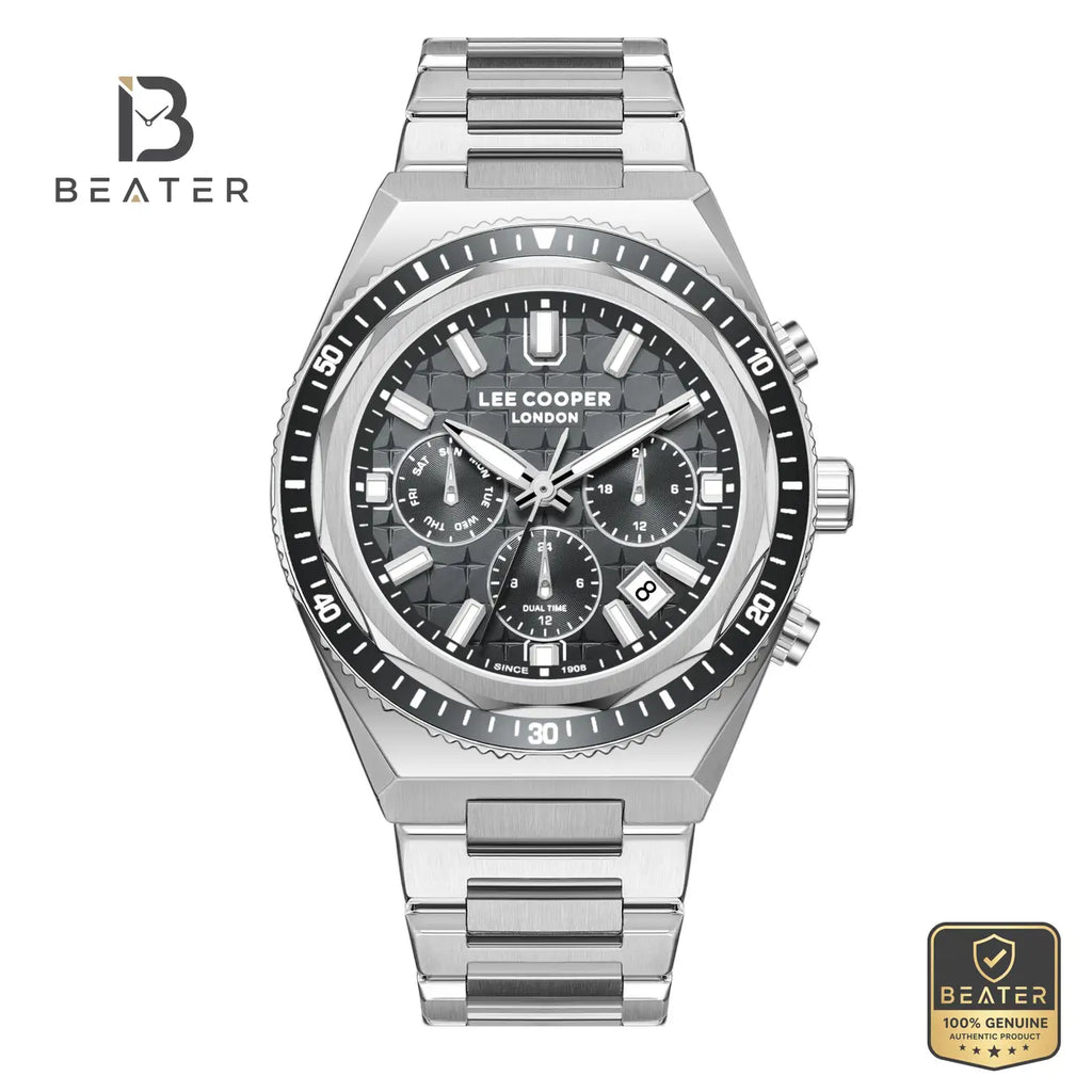 Lee Cooper LC08317.360 Men's Grey Metal Bracelet Watch - Beater
