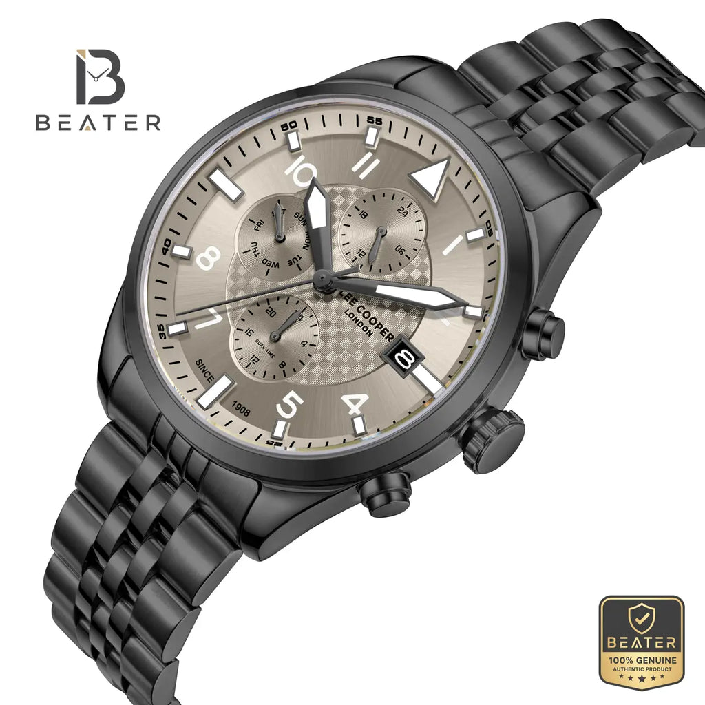 Lee Cooper LC08318.060 Men's Beige Metal Strap Watch - View 2 - Beater