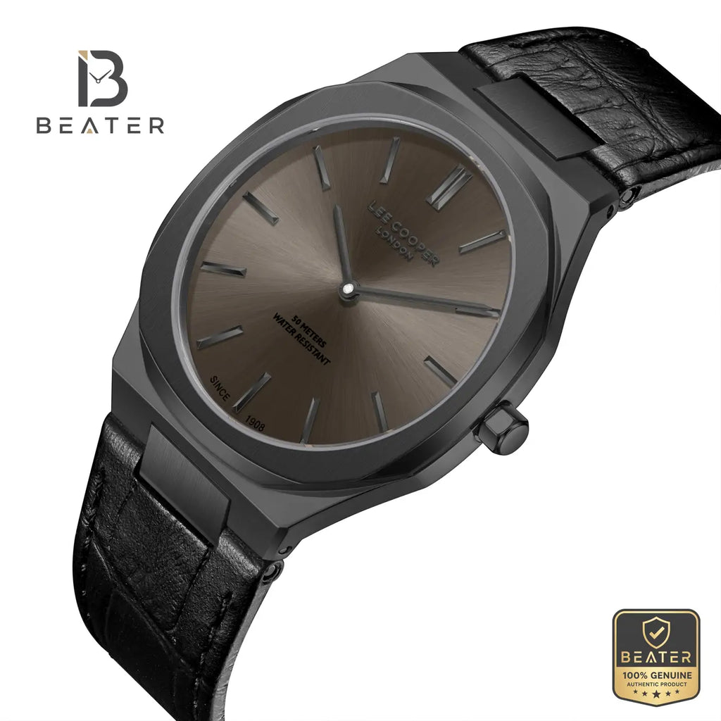 Lee Cooper LC08336.061 Men's Grey Leather Strap Watch - View 2 - Beater