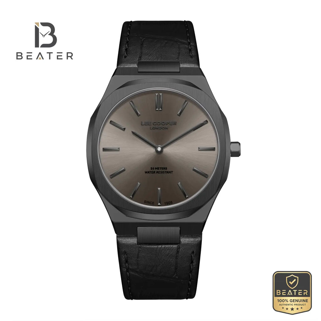 Lee Cooper LC08336.061 Men's Grey Leather Strap Watch - Beater