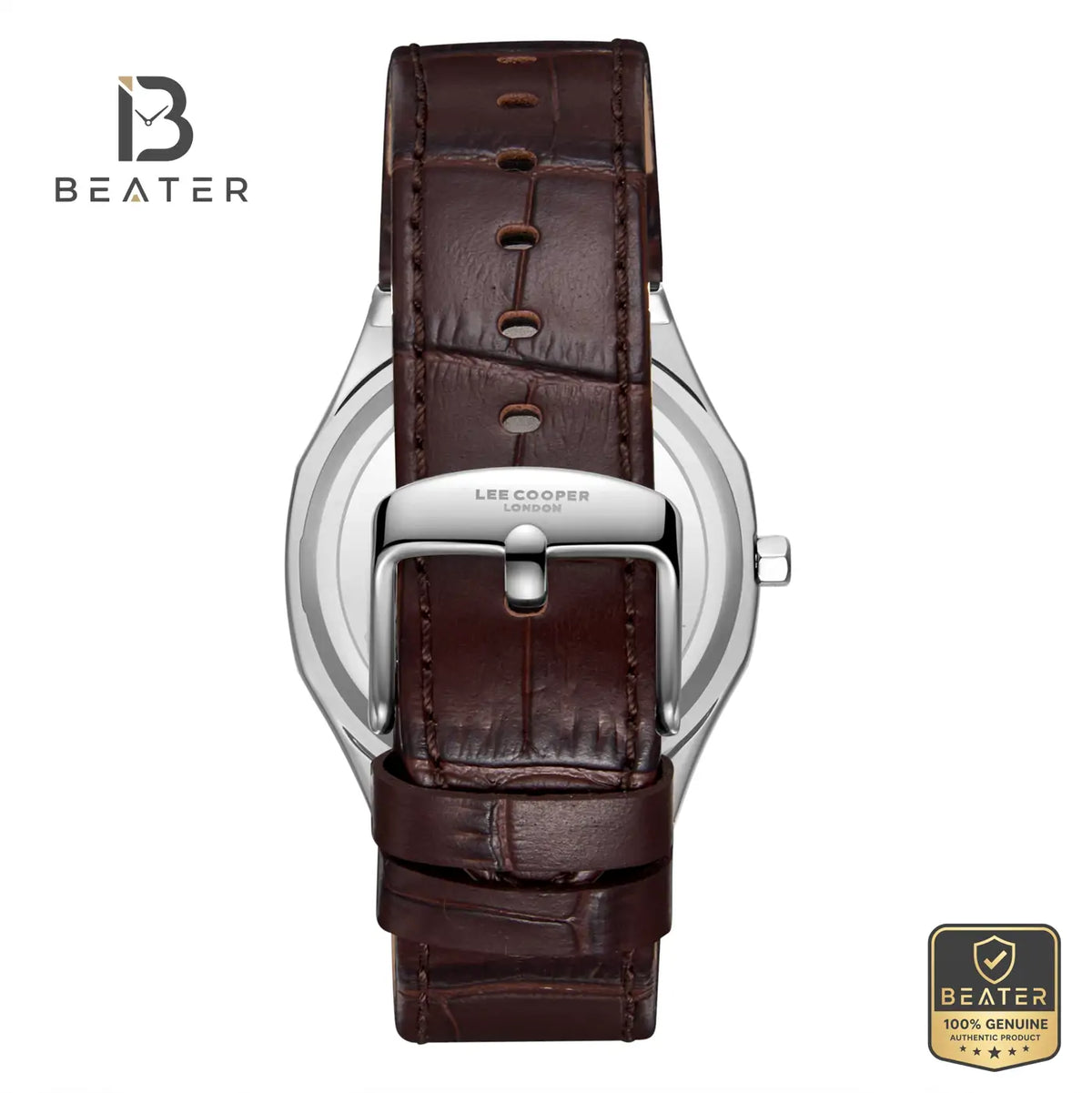 Lee Cooper LC08336.332 Men's Silver Leather Strap Watch - View 4 - Beater