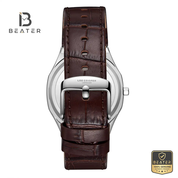 Lee Cooper LC08336.332 Men's Silver Leather Strap Watch - View 4 - Beater