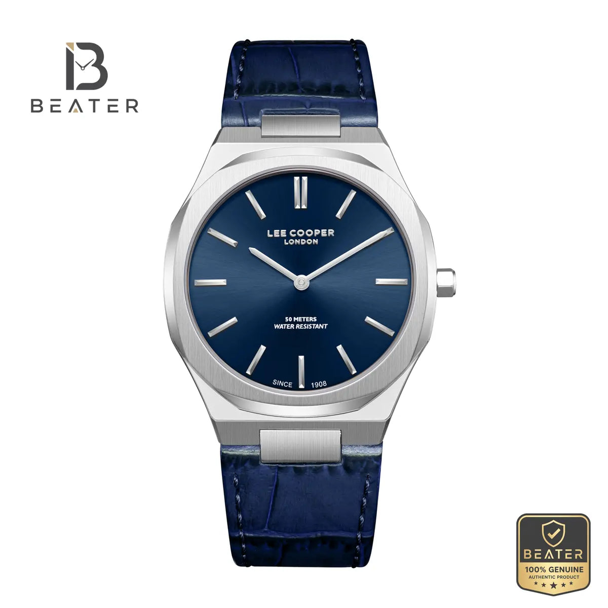 Lee Cooper LC08336.399 Men's Dark Blue Leather Strap Watch - Beater Main image