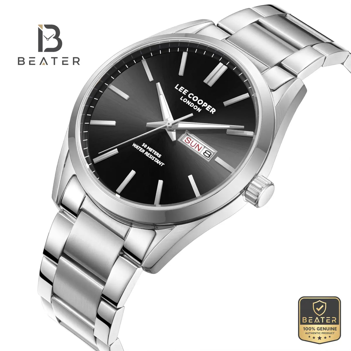 Lee Cooper LC08340.350 Men's Black Metal Strap Watch - View 2 - Beater