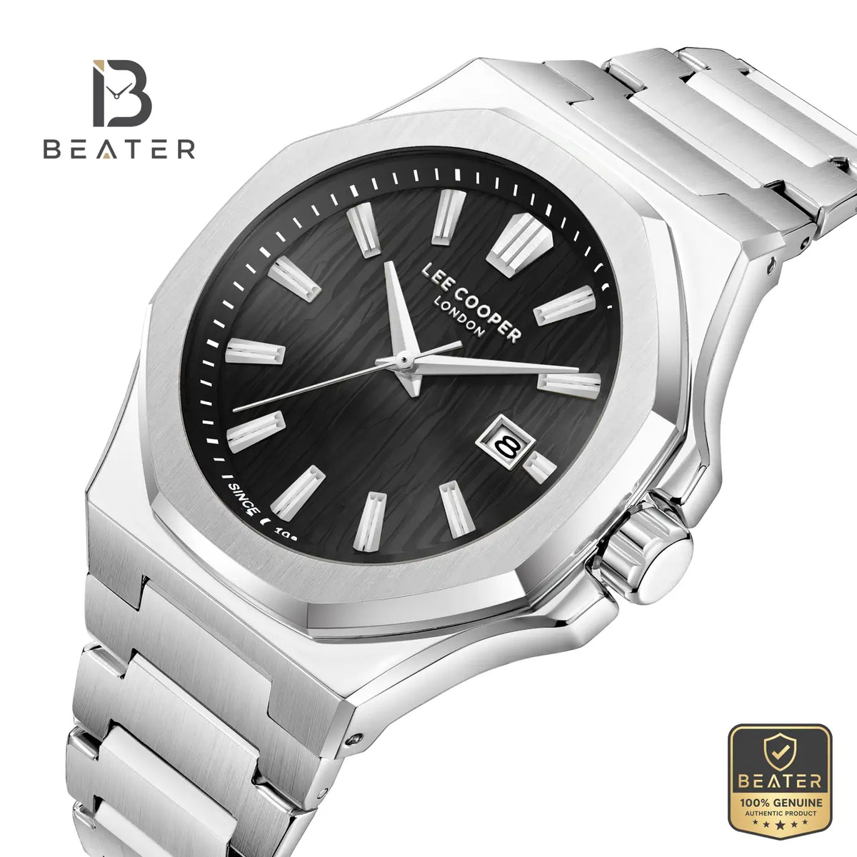 Lee Cooper LC08343.350 Men's Black Metal Strap Watch - View 2 - Beater