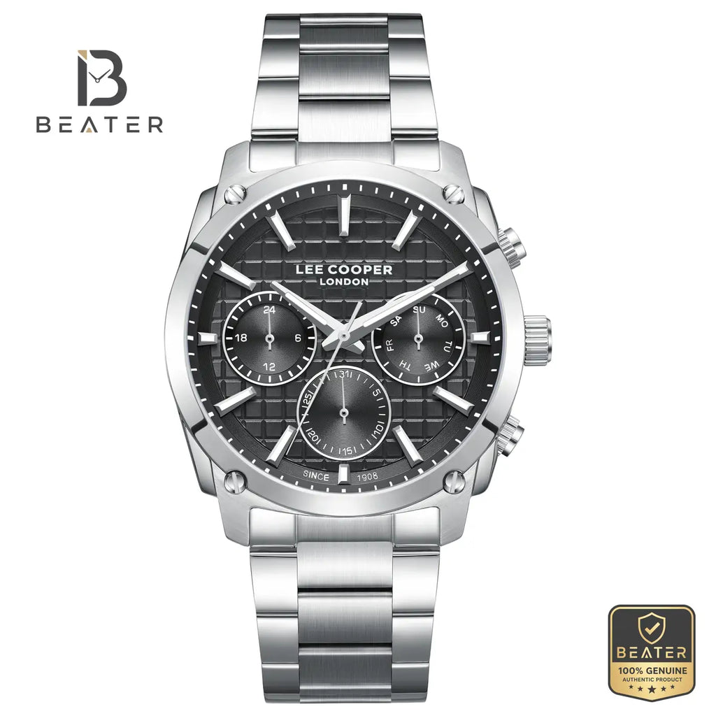Lee Cooper LC08348.350 Men's Black Metal Strap Watch - Beater
