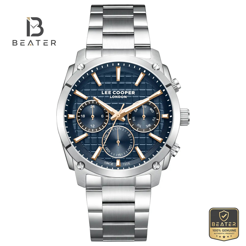 Lee Cooper LC08348.391 Men's Dark Blue Metal Strap Watch - Beater