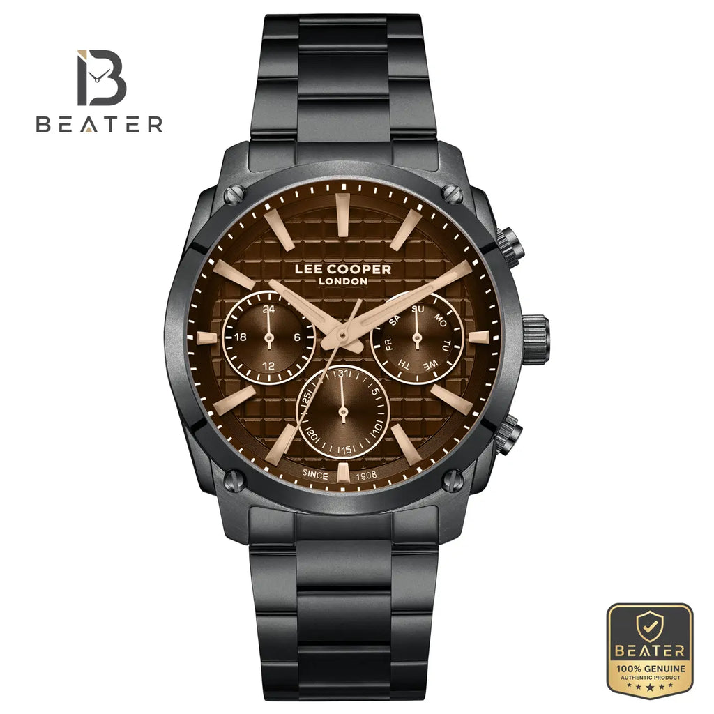 Lee Cooper LC08348.650 Men's Black Metal Bracelet Watch - Beater