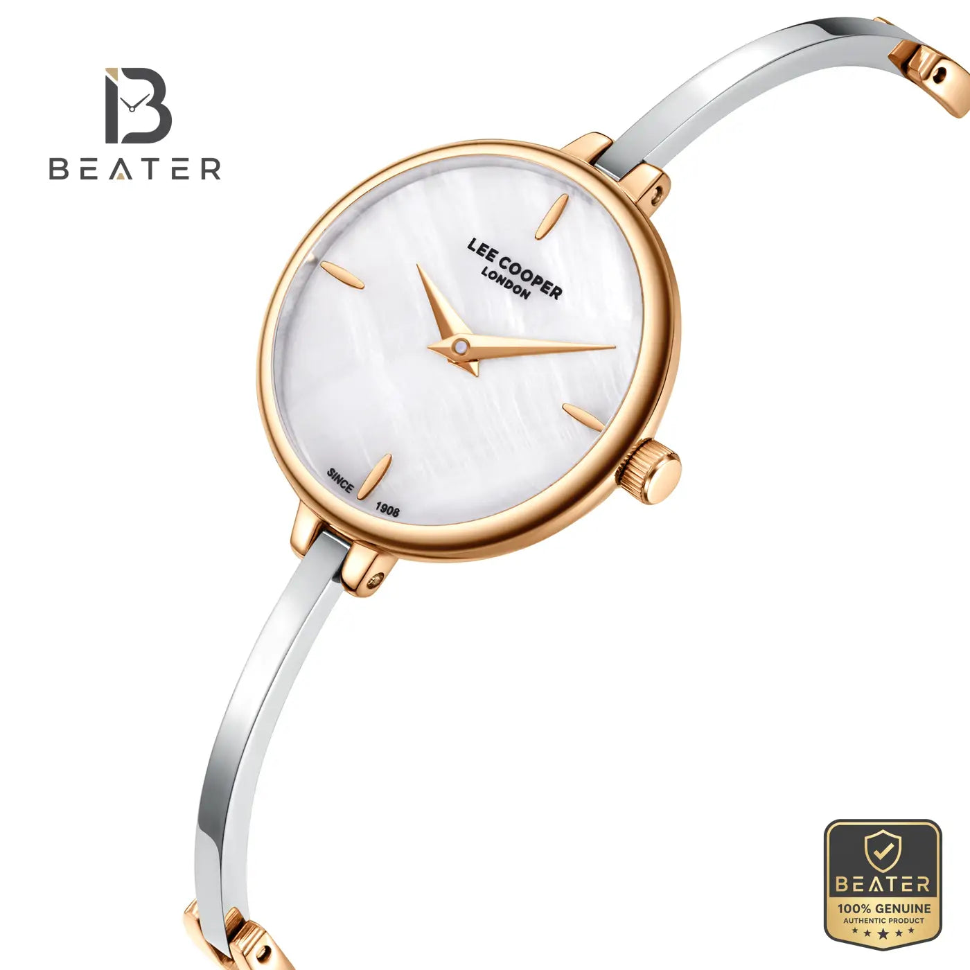 Lee Cooper LC08350.520 Women's White Mop Metal Strap Watch Secondary image