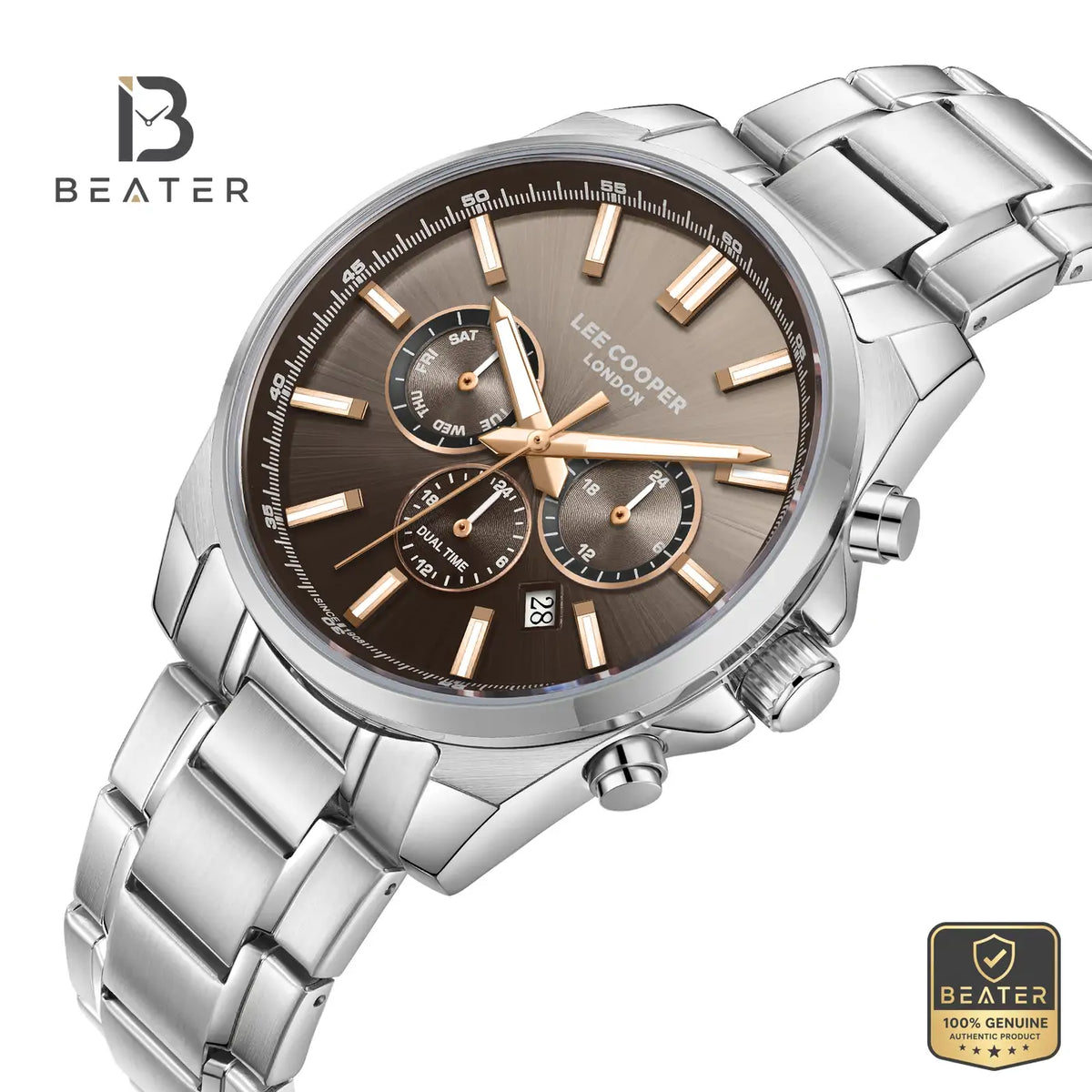 Lee Cooper LC08355.340 Men's Brown to Grey Metal Bracelet Watch - View 2 - Beater