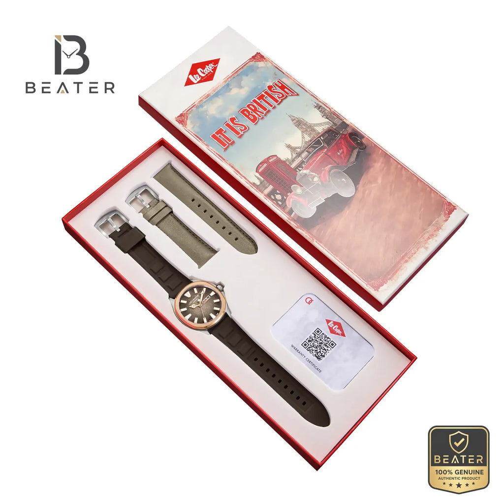 Lee Cooper LC08364.542 Men's Grey To Brown Silicone Strap Watch - View 5 - Beater