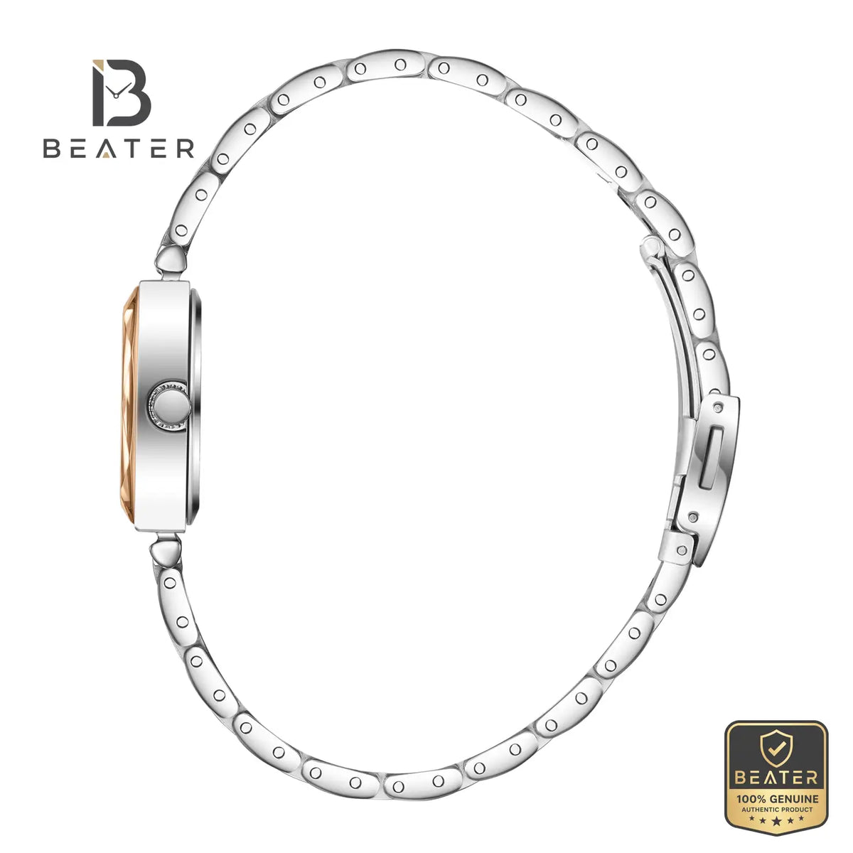 Lee Cooper LC08370.520 Women's White Mop Silver/Rose Gold Metal Strap Watch - View 3 - Beater