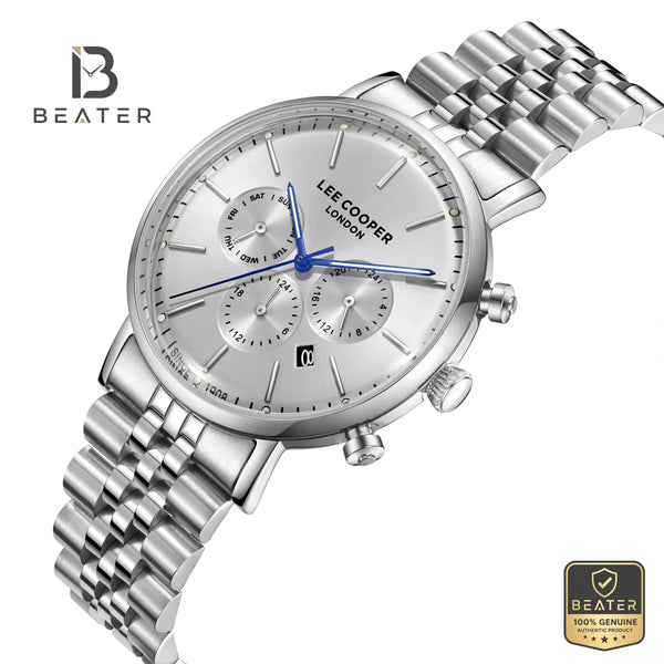 Lee Cooper LC08372.330 Men's Silver Metal Strap Watch - View 2 - Beater