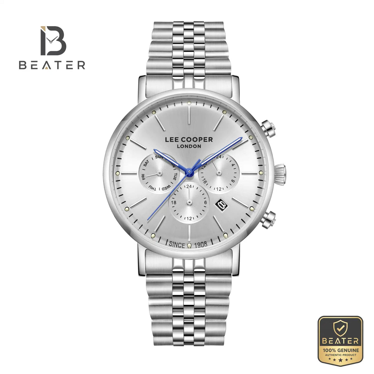 Lee Cooper LC08372.330 Men's Silver Metal Strap Watch - Beater Main image