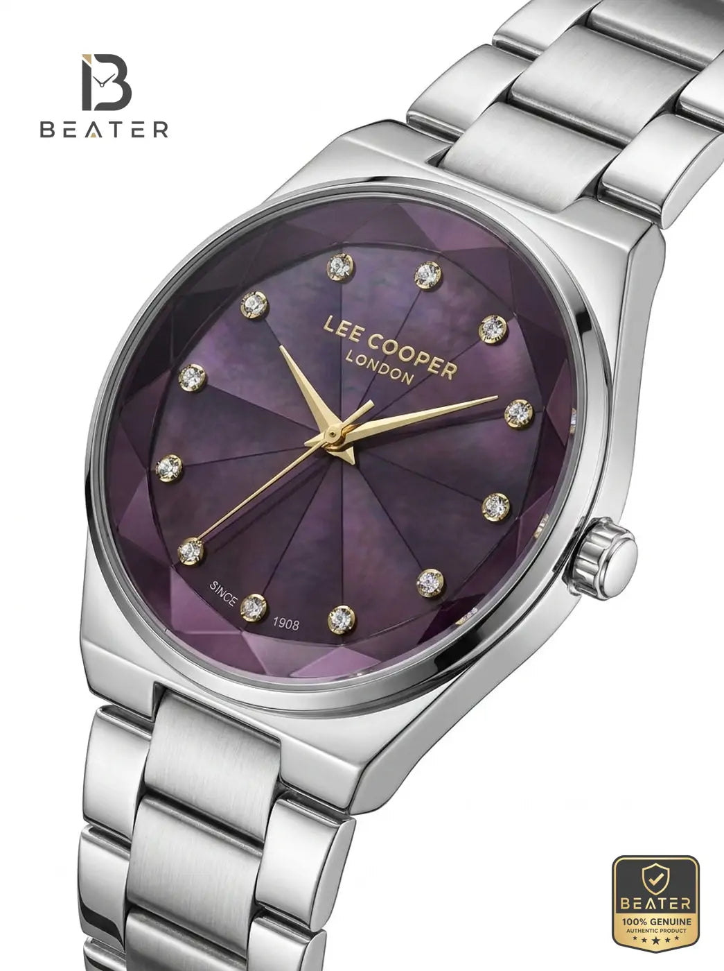 Lee Cooper LC08378.381 Women's Purple Mop Metal Strap Watch Secondary image
