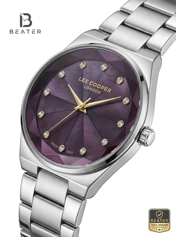 Lee Cooper LC08378.381 Women's Purple Mop Metal Strap Watch - View 2 - Beater