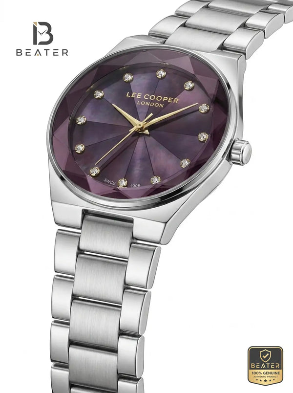 Lee Cooper LC08378.381 Women's Purple Mop Metal Strap Watch - View 3 - Beater