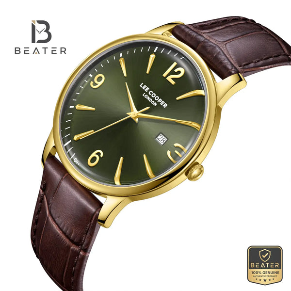 Lee Cooper LC08379.172 Men's Green Leather Strap Watch - View 2 - Beater
