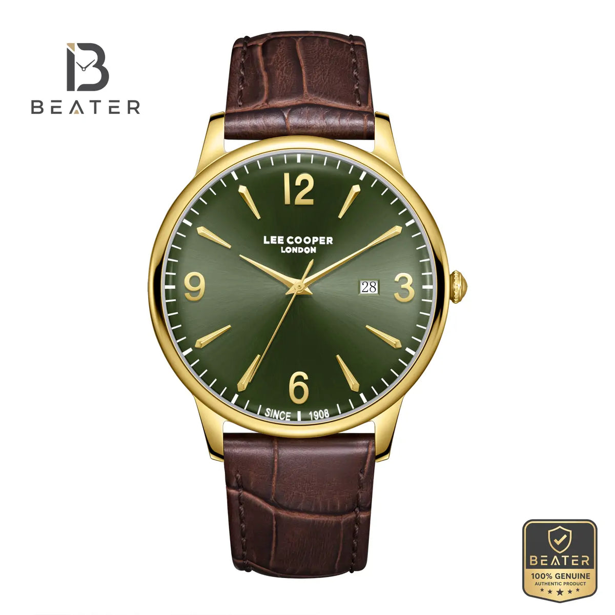Lee Cooper LC08379.172 Men's Green Leather Strap Watch - Beater Main image