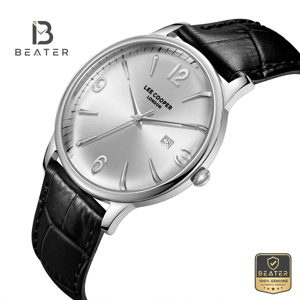 Lee Cooper LC08379.331 Men's Silver Leather Strap Watch - View 2 - Beater