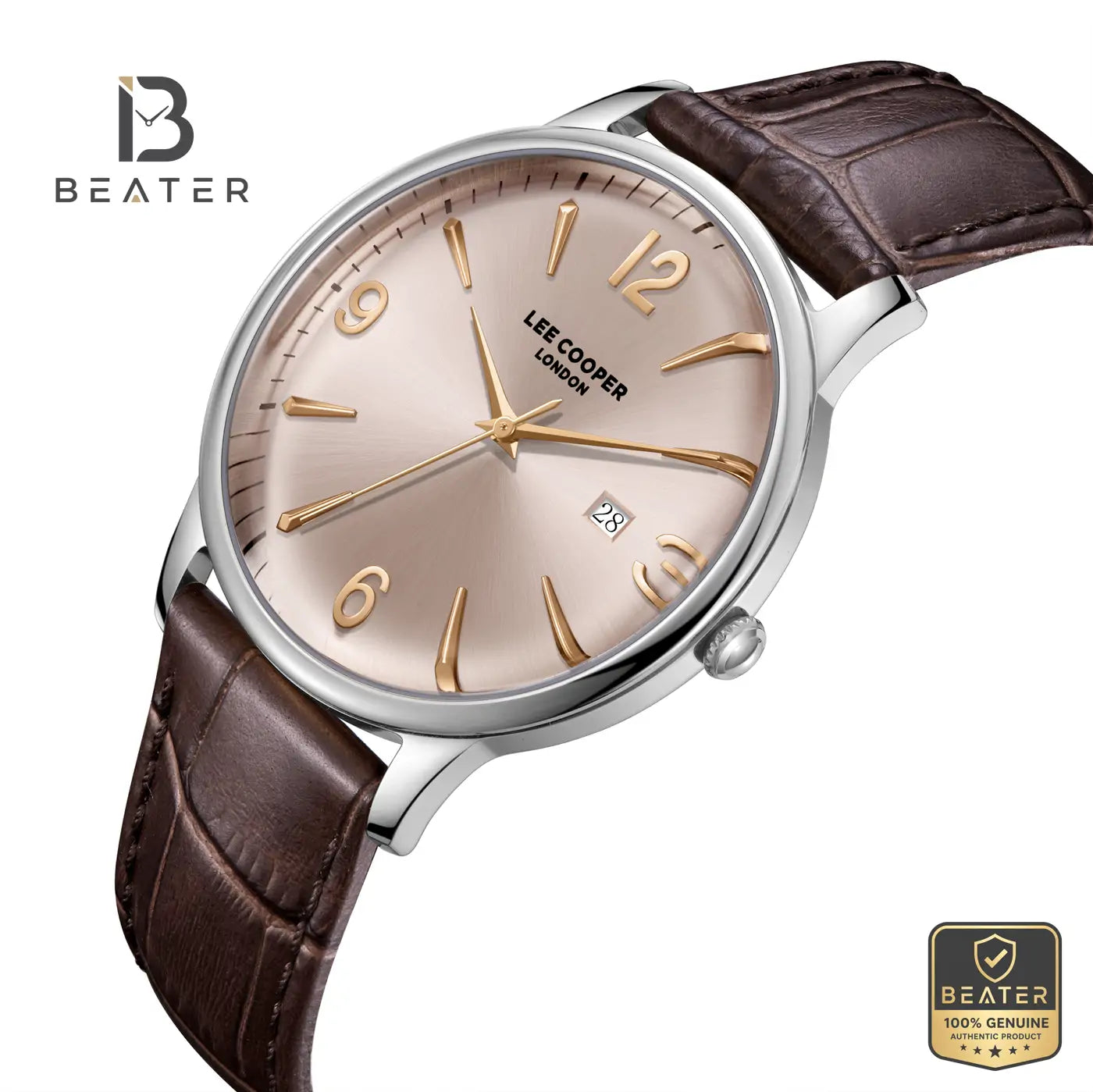 Lee Cooper LC08379.362 Men's Rose Gold Leather Strap Watch Secondary image