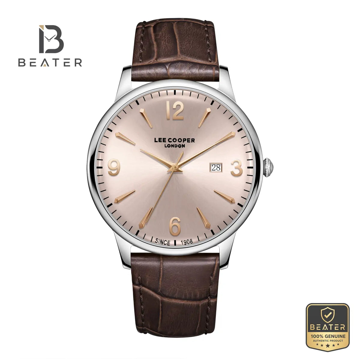 Lee Cooper LC08379.362 Men's Rose Gold Leather Strap Watch - Beater Main image