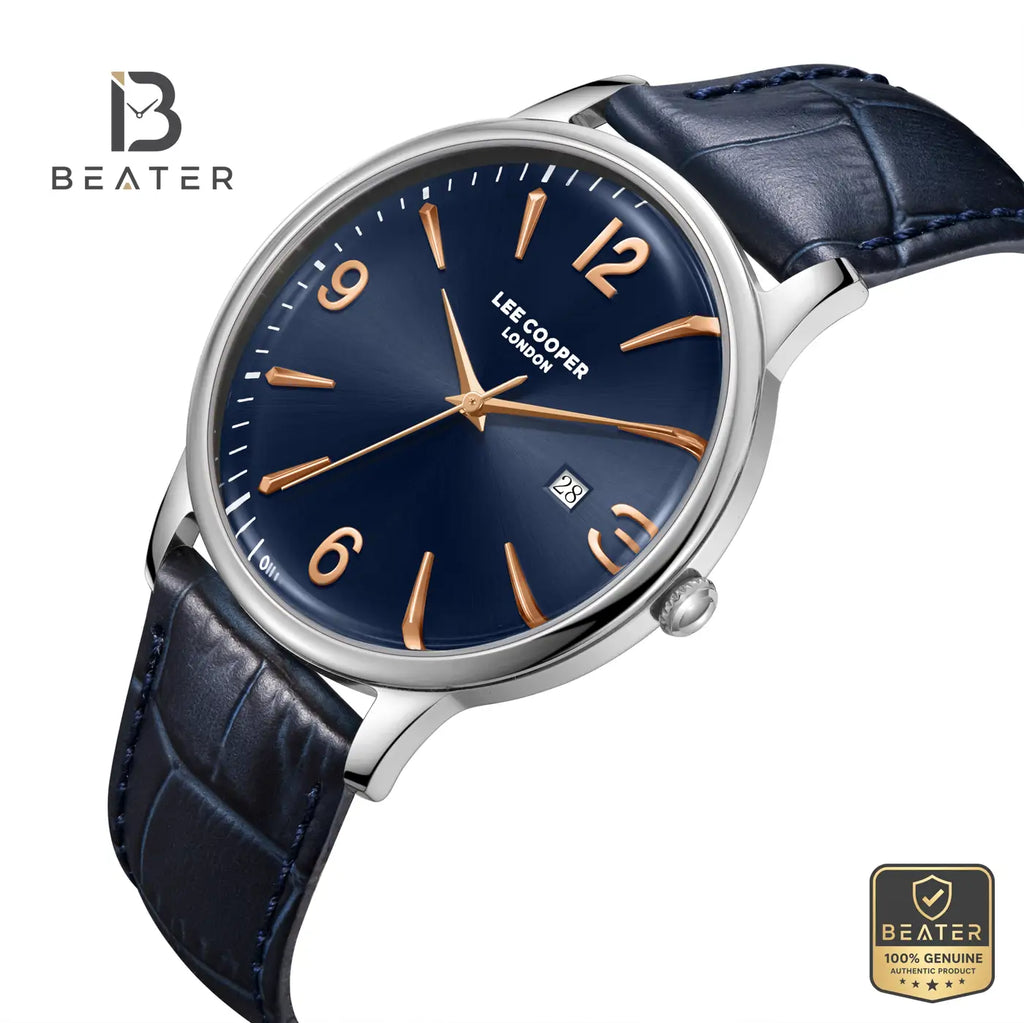 Lee Cooper LC08379.399 Men's Dark Blue Leather Strap Watch - View 2 - Beater