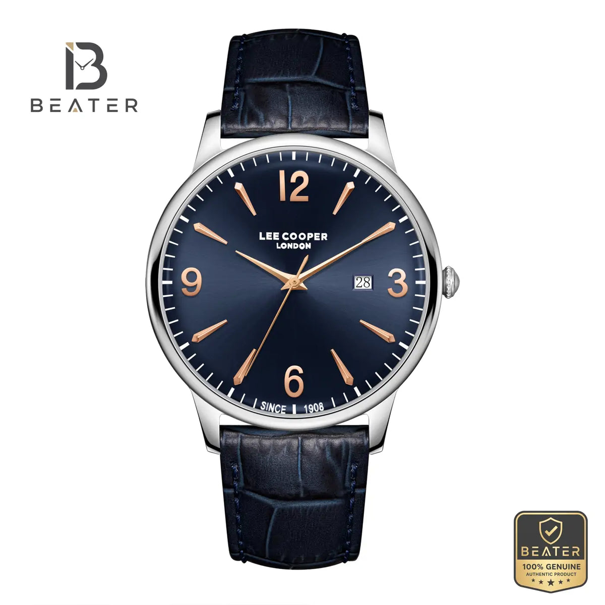 Lee Cooper LC08379.399 Men's Dark Blue Leather Strap Watch - Beater
