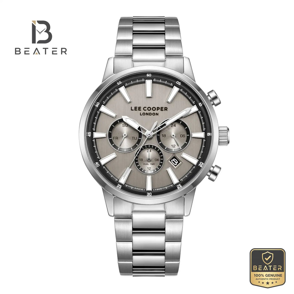 Lee Cooper LC08382.360 Men's Grey Metal Strap Watch - Beater