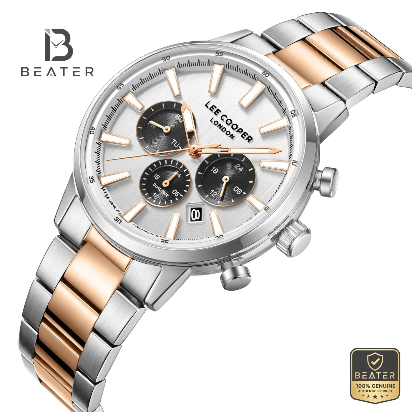 Lee Cooper LC08382.530 Men's Silver/Rose Gold Metal Strap Watch Secondary image