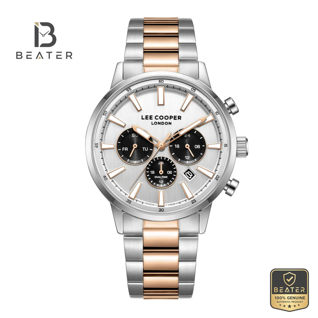 Lee Cooper LC08382.530 Men's Silver/Rose Gold Metal Strap Watch - Beater