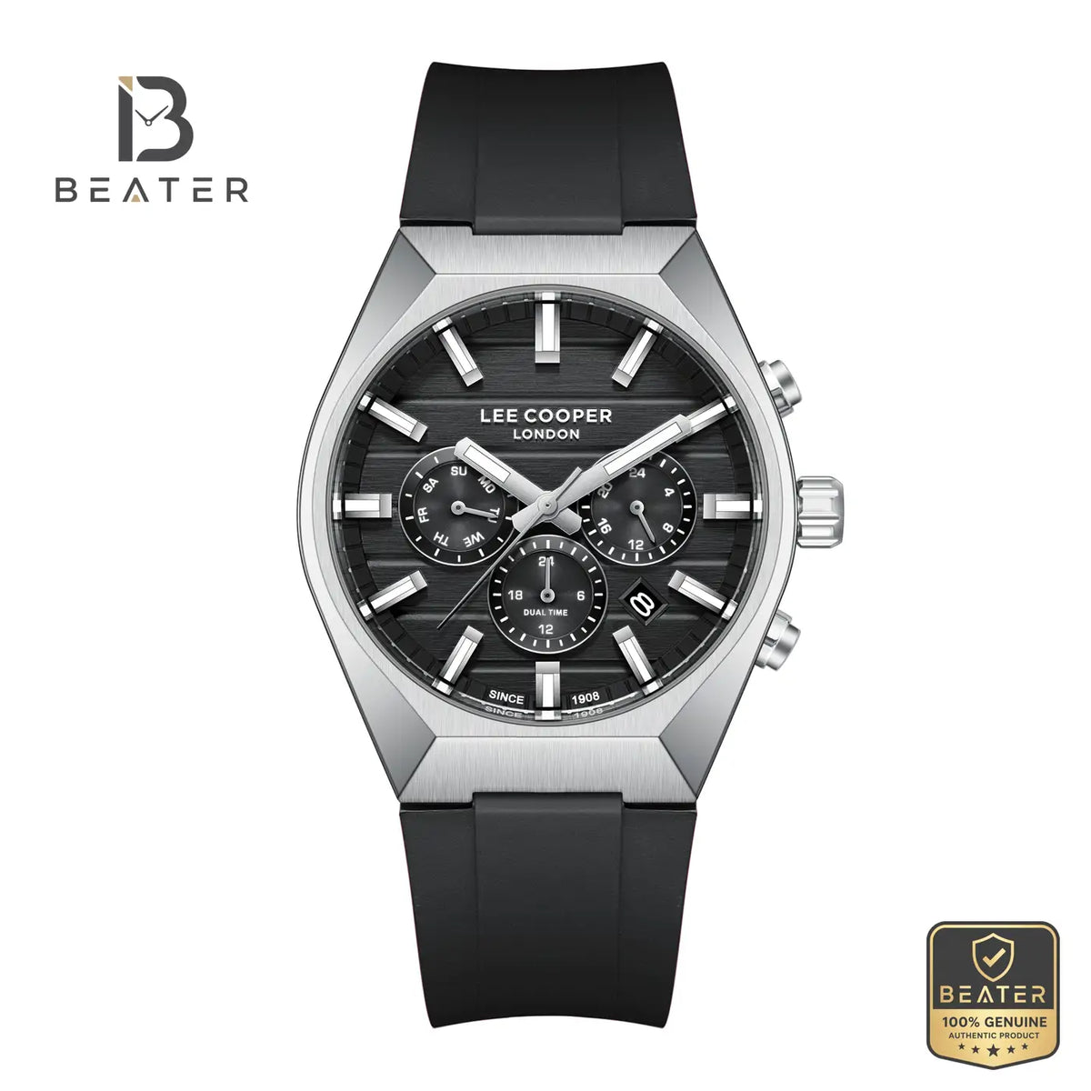 Lee Cooper LC08388.351 Men's Black Silicone Strap Watch - Beater