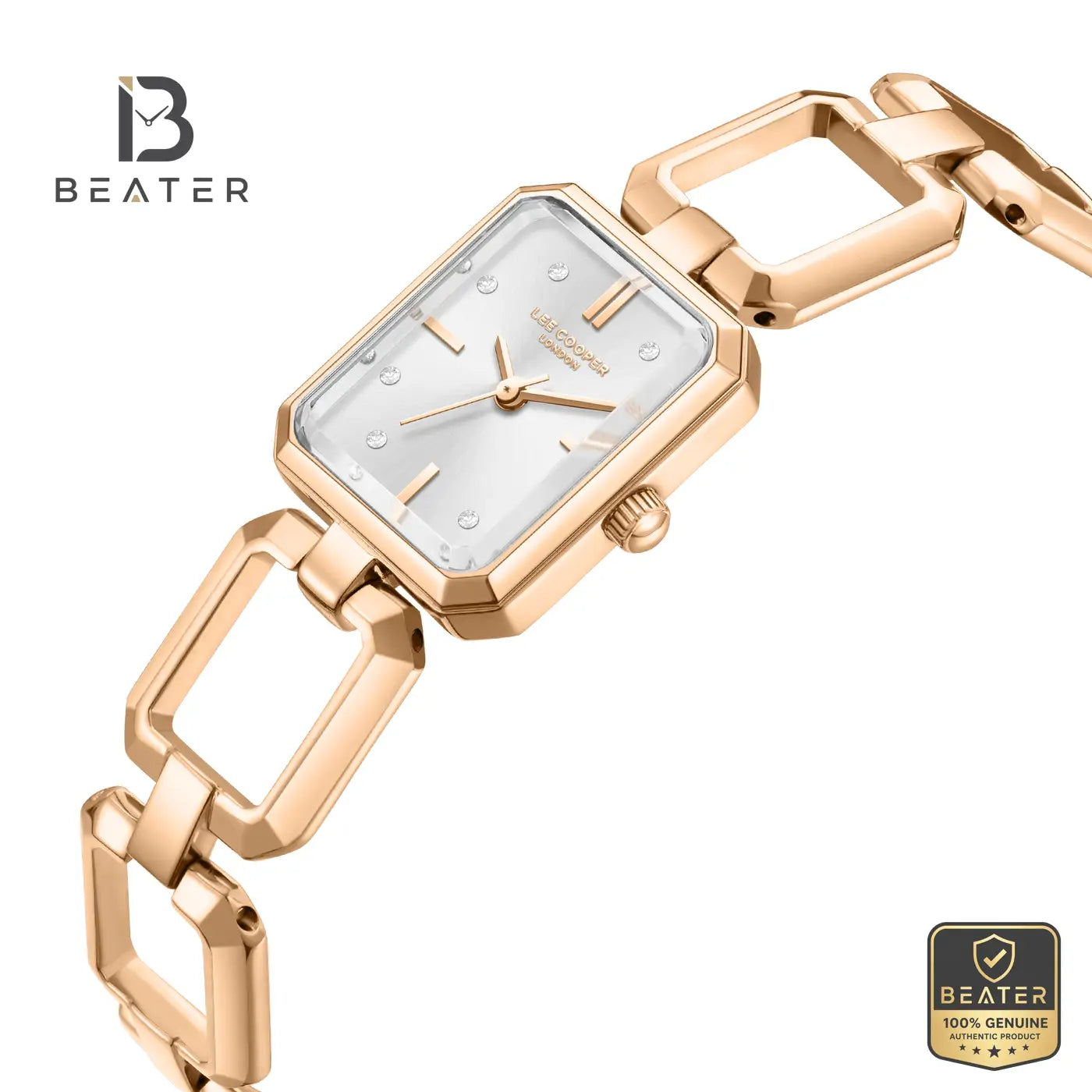 Lee Cooper LC08393.430 Women's Silver Dial Rose Gold Metal Strap Watch Secondary image