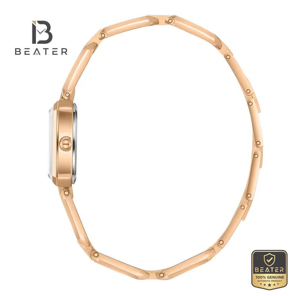 Lee Cooper LC08393.430 Women's Silver Dial Rose Gold Metal Strap Watch - View 3 - Beater