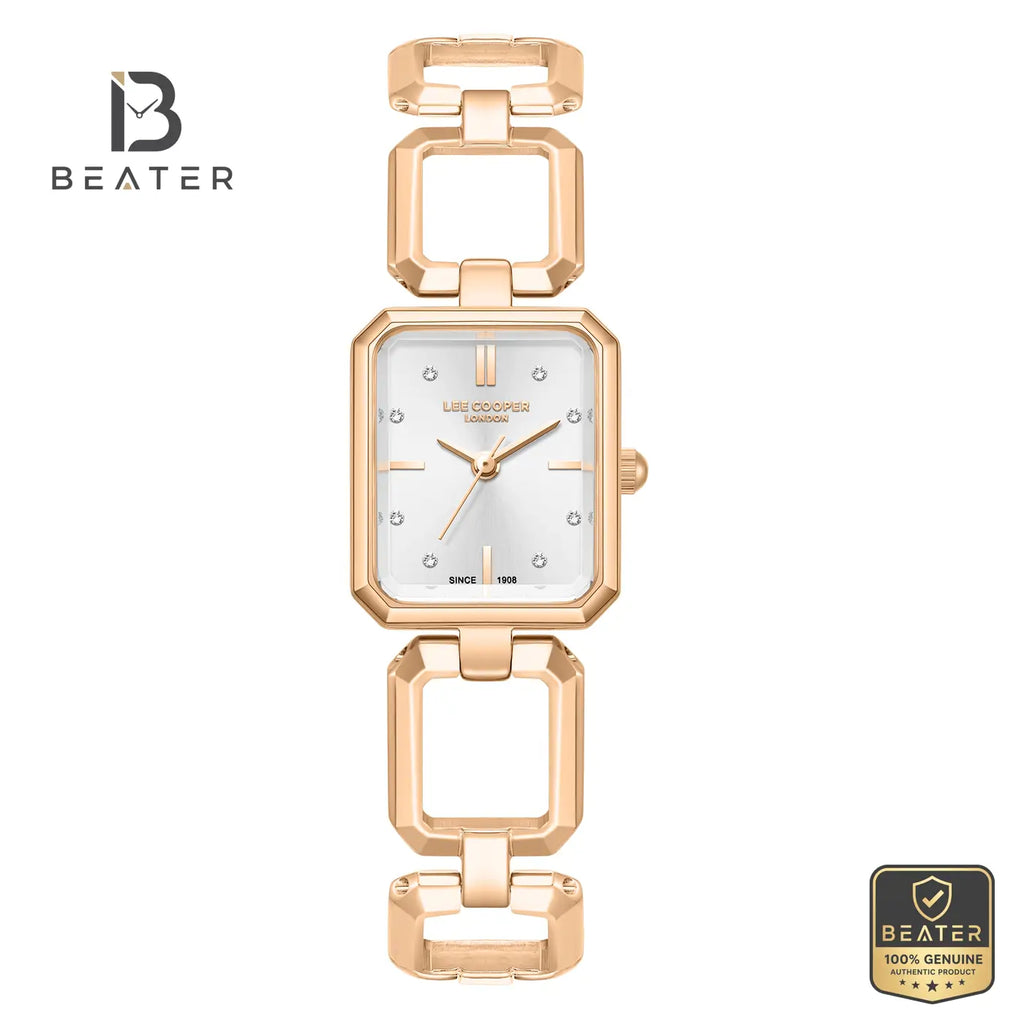 Lee Cooper LC08393.430 Women's Silver Dial Rose Gold Metal Strap Watch - Beater