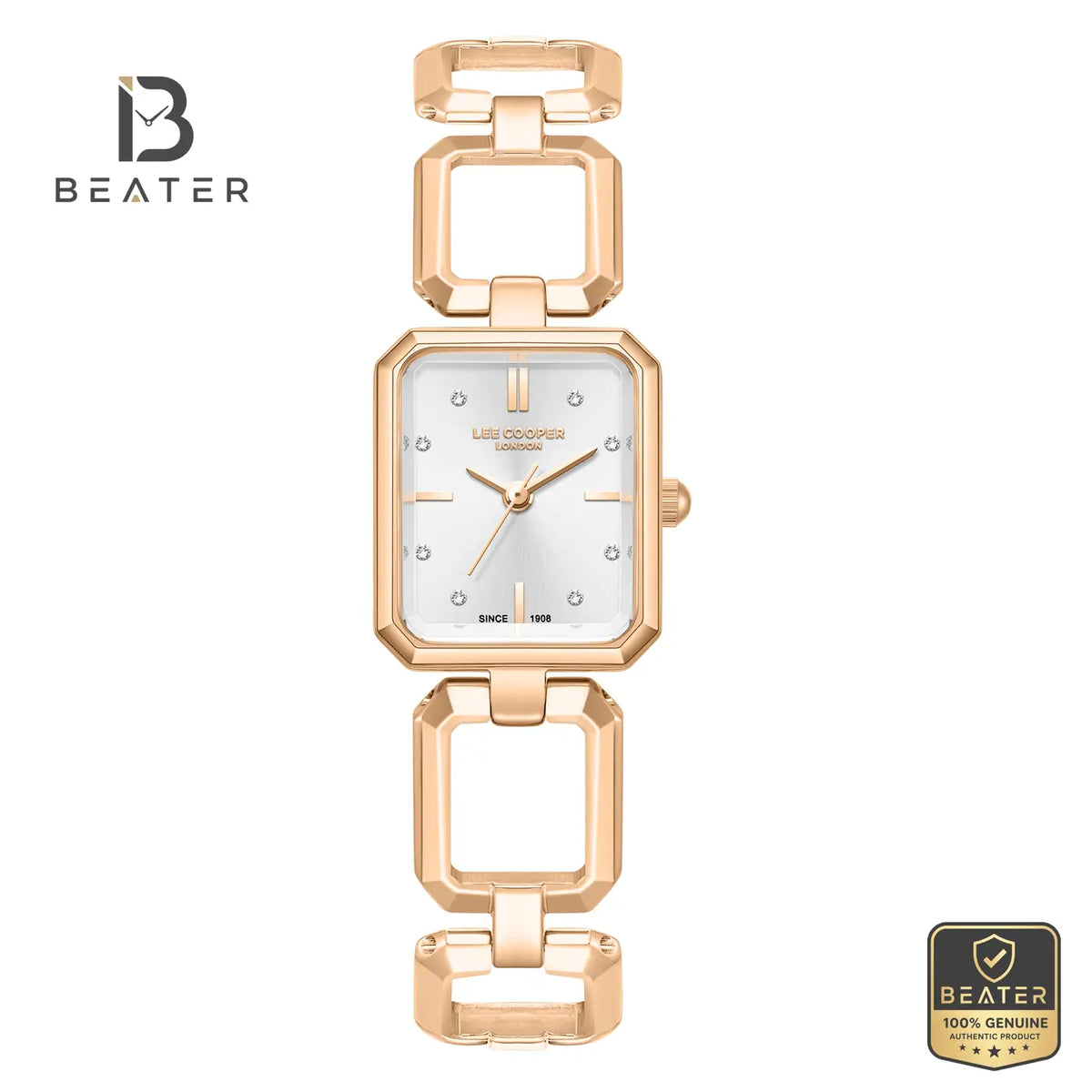 Lee Cooper LC08393.430 Women's Silver Dial Rose Gold Metal Strap Watch - Beater