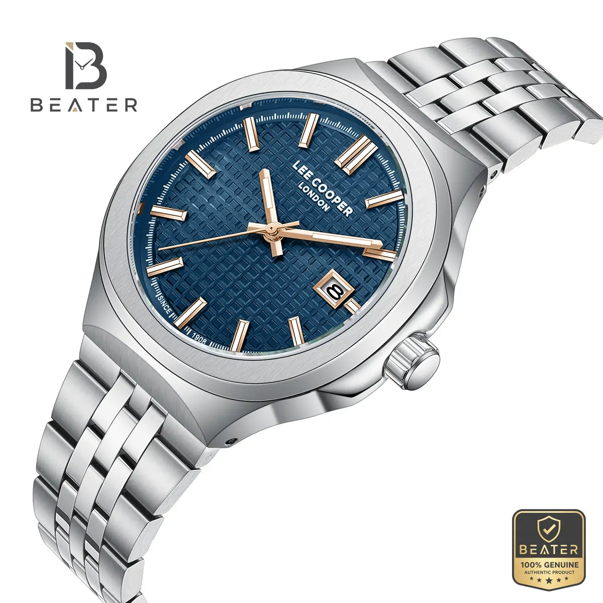 Lee Cooper LC08395.390 Men's Dark Blue Metal Strap Watch - View 2 - Beater