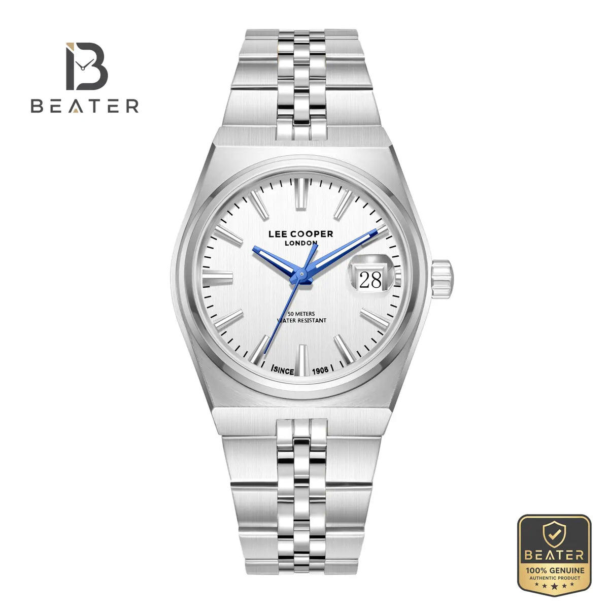Lee Cooper LC08397.330 Men's Silver Metal Strap Watch - Beater
